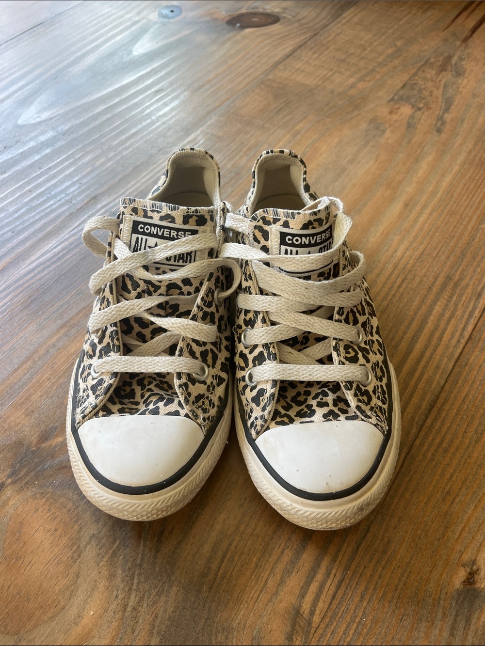 Converse Kids Leopard Print Low Top Sneakers - Tan/Black